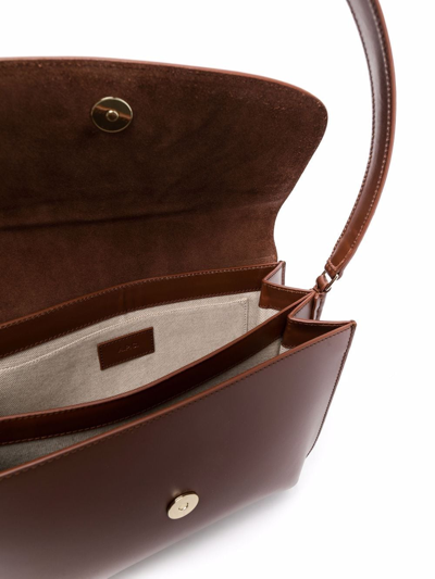 Shop Apc Sarah Leather Shoulder Bag In Brown
