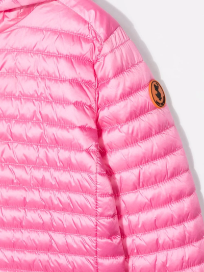 Shop Save The Duck Logo-patch Padded Jacket In Pink