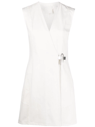 Shop Givenchy 4g Padlock Denim Mini Dress In White