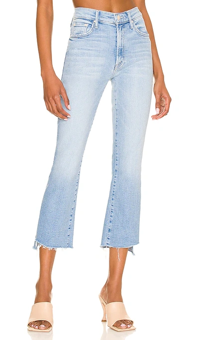 Mother The Insider High Rise Crop Step Fray Bootcut Jeans In Blue