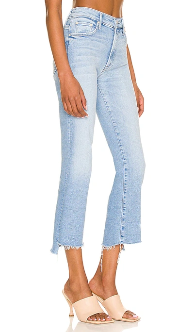 Mother The Insider High Rise Crop Step Fray Bootcut Jeans In Blue