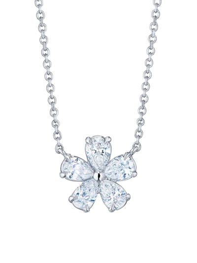 Shop Kwiat Women's Platinum & Diamond Flower Pendant Necklace