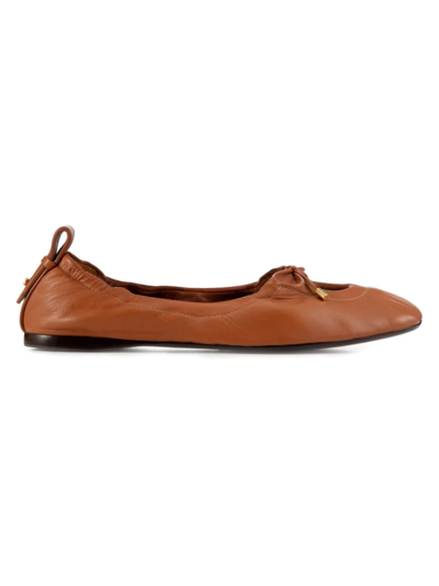 Shop Frame Women's Le Sunset Leather Flats In Tobacco