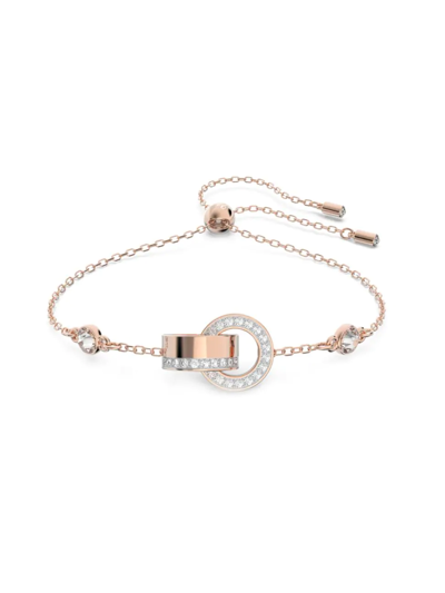 Shop Swarovski Women's Hollow Rose Goldplated Crystal Interlocking Circle Bracelet
