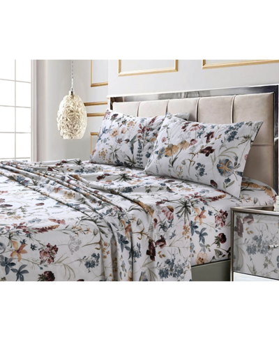 Tribeca Living Amalfi Printed 300 Tc Cotton Sateen Extra Deep Pocket Twin Xl Sheet Set Bedding In Deep Red