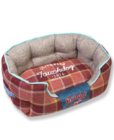 Shop Touchdog 'archi-checked' Designer Plaid Oval Dog Bed Large In Red