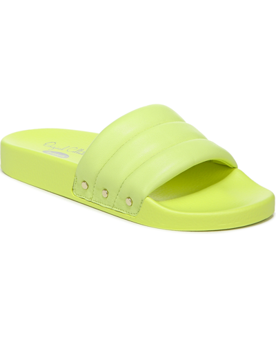 Shop Dr. Scholl's Original Collection Women's Pisces Chill Water-resistant Slides In Lime Leather