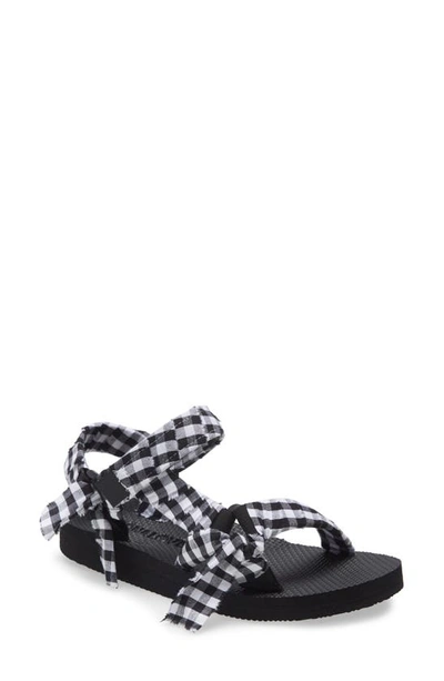 Shop Arizona Love Trekky Gingham Sandal In Vichy Black/ White