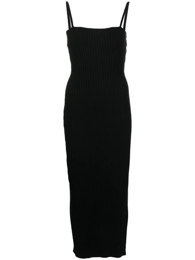 Shop Anna Quan Ribbed Knitted Dress In Black
