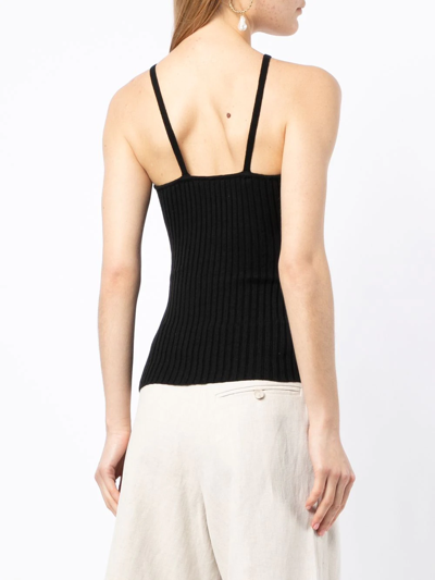 Shop Anna Quan Cut-out Ribbed-knit Top In Black