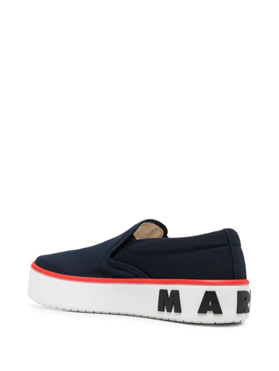 Shop Marni Logo-print Slip-on Sneakers In Blue