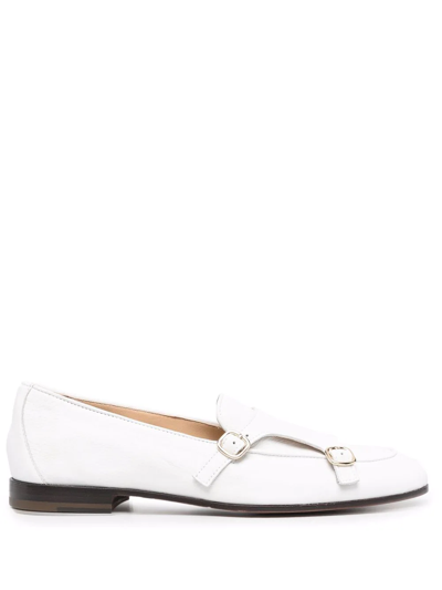 Shop Doucal's Buckle-fastening Leather Loafers In White
