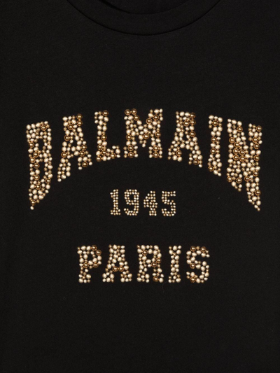 Balmain Teen Logo-embellished Cotton T-shirt In Black