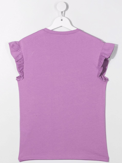 Shop Dsquared2 Teen Logo-print Cotton T-shirt In Purple