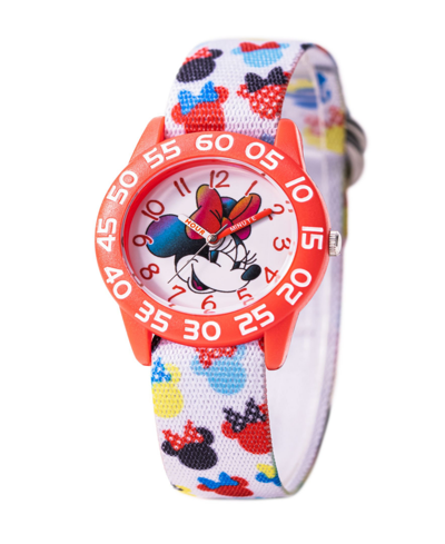 Shop Ewatchfactory Girl's Disney Minnie Mouse White Nylon Strap Watch 32mm