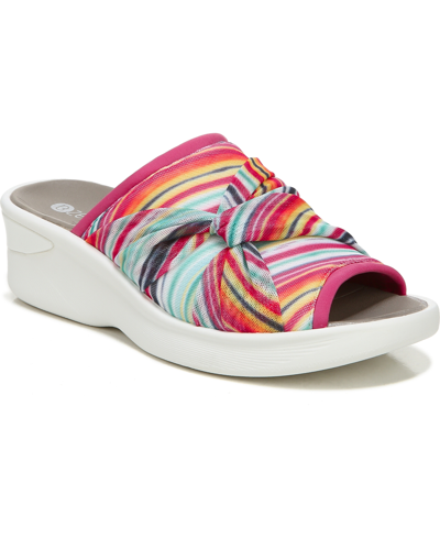 Shop Bzees Smile Ii Washable Slide Wedge Sandals Women's Shoes In Wave Stripe Fabric