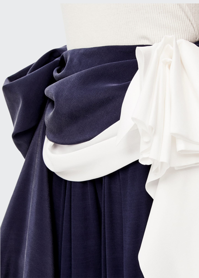 Shop Loewe Draped Silk Peplum Belt In Blue/white