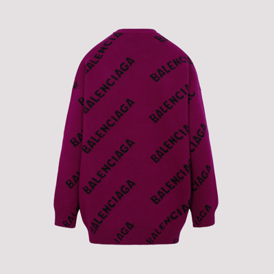 Shop Balenciaga All Over Wool Sweater In Pink &amp; Purple