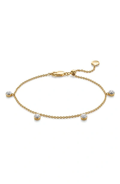 Monica Vinader Diamond And 18k Yellow Gold Vermeil Fiji Tiny Button Bracelet In Yellow Gold
