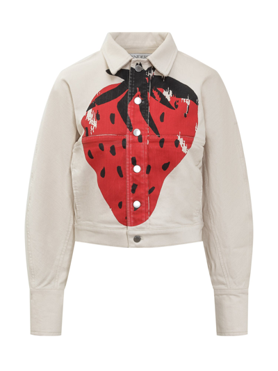 Shop Jw Anderson Strawberry Printed Buttoned Jacket In White