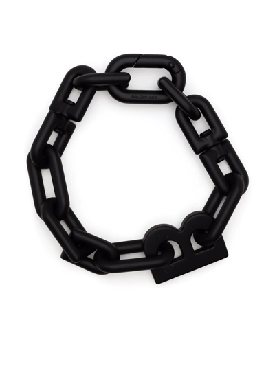 Shop Balenciaga B Chain Thin Bracelet In Black