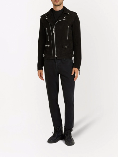 Shop Giuseppe Zanotti Suede Biker Jacket In Black