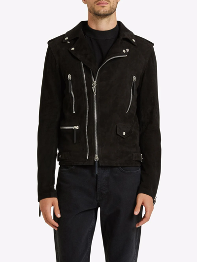 Shop Giuseppe Zanotti Suede Biker Jacket In Black