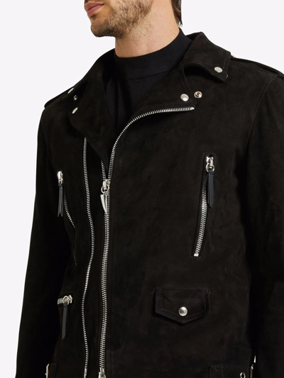 Shop Giuseppe Zanotti Suede Biker Jacket In Black