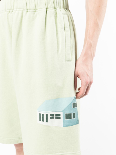 Shop Undercover House Print Wide-leg Shorts In Grün
