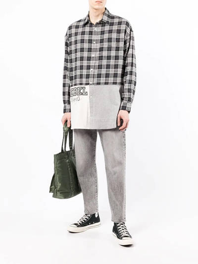 Undercoverism Patchwork Plaid Long-sleeve Shirt In Grey