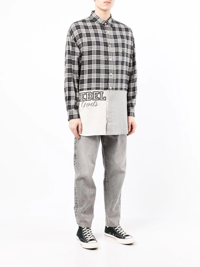 Undercoverism Patchwork Plaid Long-sleeve Shirt In Grey