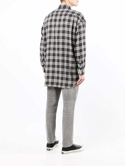 Shop Undercoverism Patchwork Plaid Long-sleeve Shirt In Grey