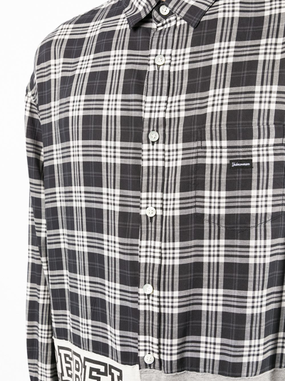 Undercoverism Patchwork Plaid Long-sleeve Shirt In Grey