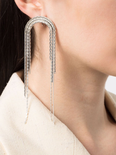 Wouters & Hendrix Chain-link Crystal-embellished Earrings Set In Silber