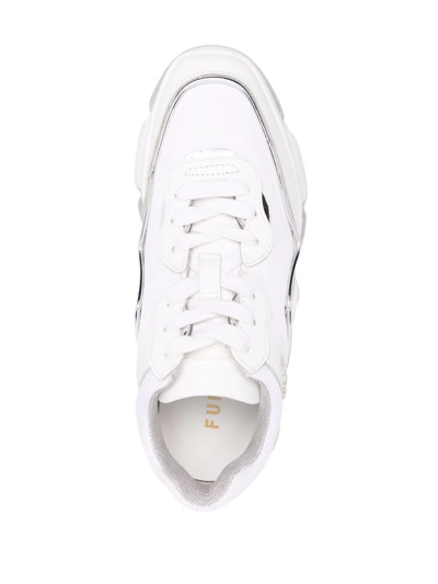 Shop Furla Chunky Lace-up Sneakers In White