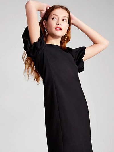 Shop Kate Spade Ponte Puff-sleeve Dress In Black