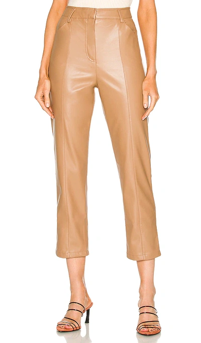 Lblc The Label Jen Vegan Leather Trousers In Cognac