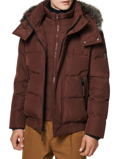 Shop Marc New York Men's Umbra Faux Fur-trim Down Parka In Oxblood