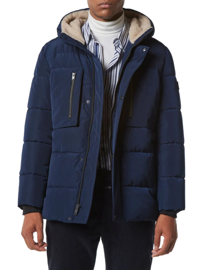 Marc New York Men's Yarmouth Micro Sheen Parka Jacket With Fleece-lined Hood In Ink