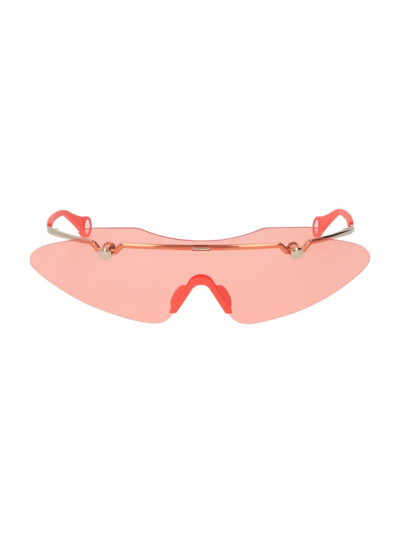 Fenty Extended Brow Bar Rimless Shield Sunglasses In Red