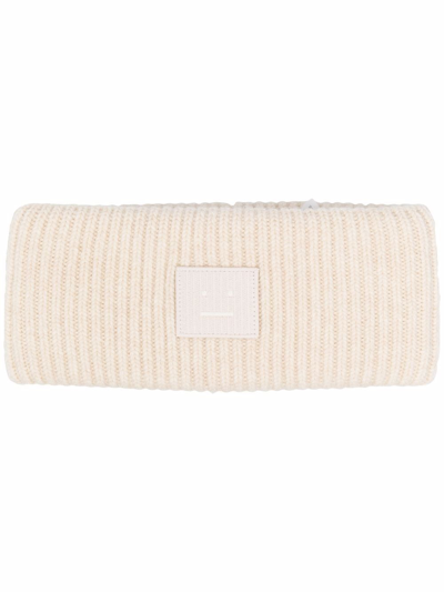 Shop Acne Studios Face Patch Ribbed Headband In Neutrals