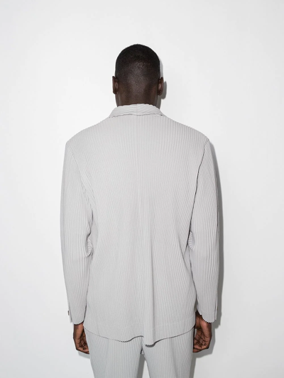 Shop Issey Miyake Plissé-effect Single-breasted Blazer In Grey