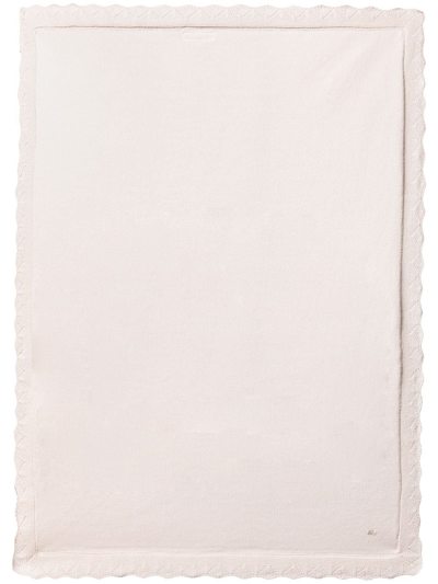 Shop Tartine Et Chocolat Zigzag-trim Fine-knit Blanket In White