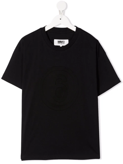 Shop Mm6 Maison Margiela Round Neck Short-sleeved T-shirt In Black