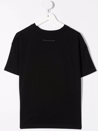 Shop Mm6 Maison Margiela Round Neck Short-sleeved T-shirt In Black