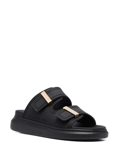 Alexander Mcqueen 50mm Rubber Slide Sandals In Black