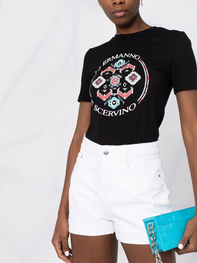 Ermanno Scervino Abstract Logo Print T-shirt In Black