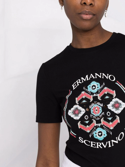 Ermanno Scervino Abstract Logo Print T-shirt In Black