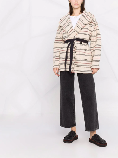 Shop Isabel Marant Étoile Josialo Embroidered Coat In Neutrals