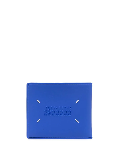 Shop Maison Margiela Four-stitch Bifold Wallet In Blue
